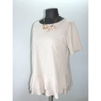 Elegancka Bluzka z falbankami idealna pod żakiet - jasny beż